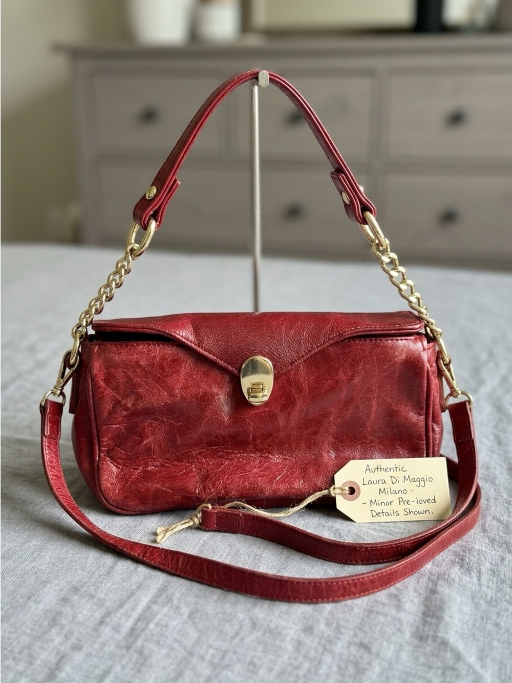 Laura Di Maggio Genuine Leather Red Crossbody Bag